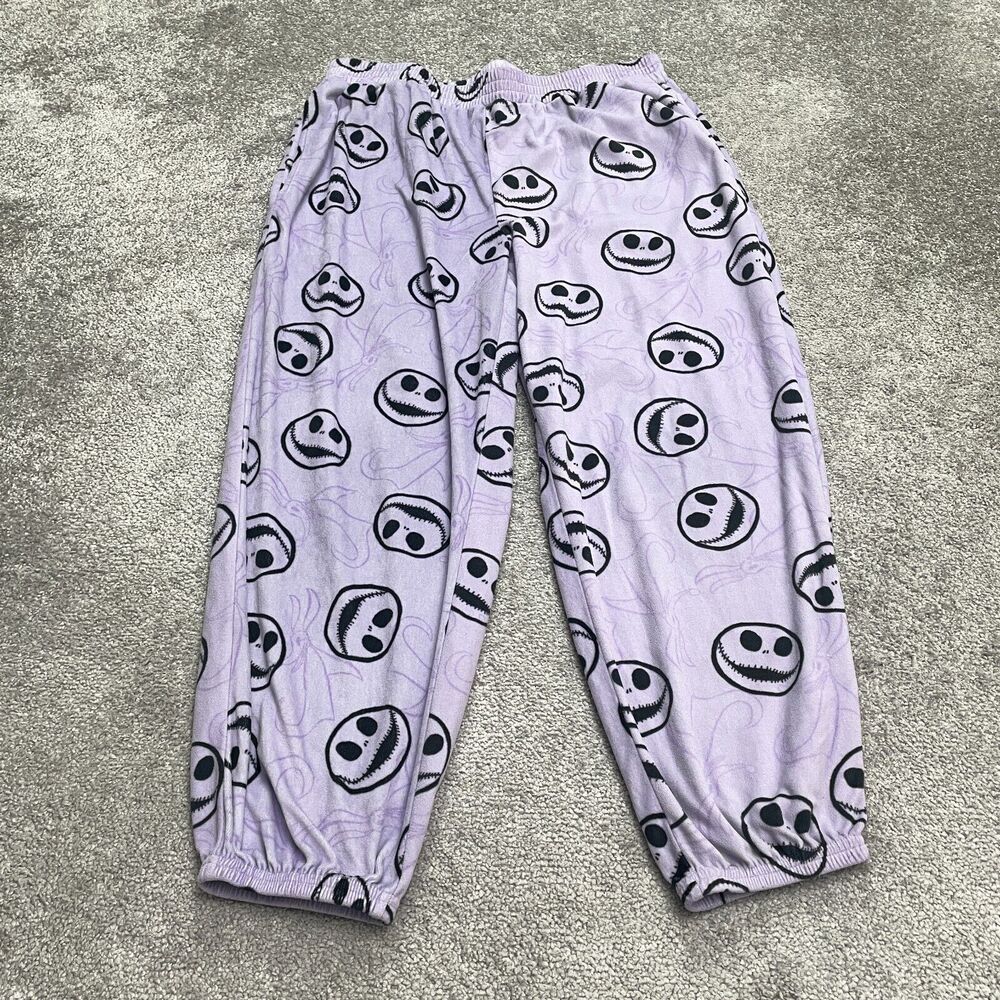 Disney Nightmare Before Christmas Plush Pajama Pants Women Large Purple Sleepwea